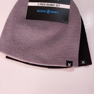 Hurley Grey & Black Double Pack Knit Beanies